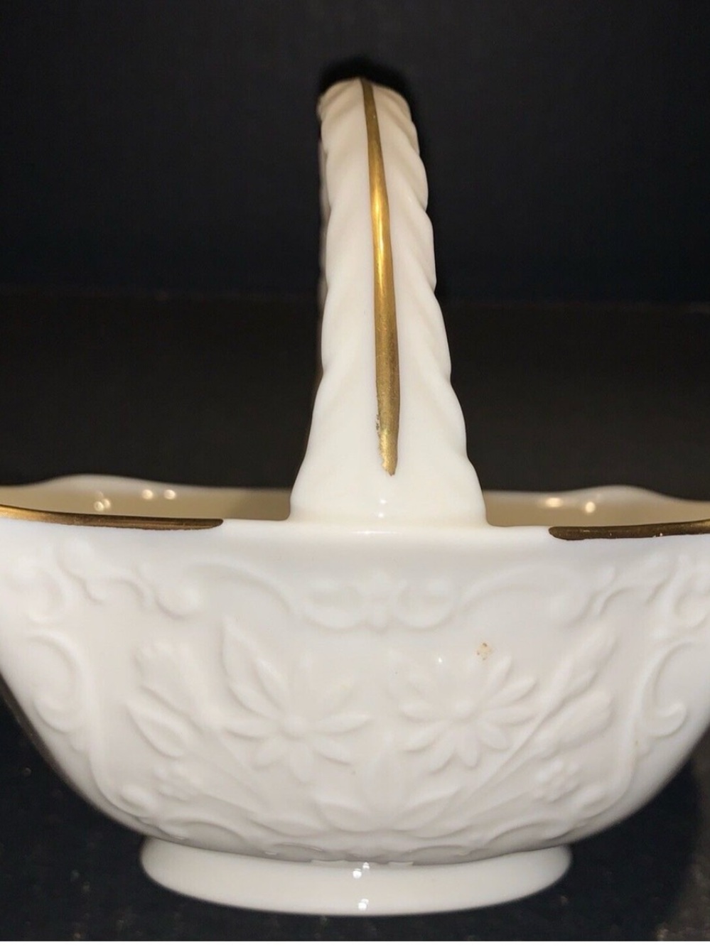 Lenox 24 karat gold White Ceramic Basket with Gold Trim Accent